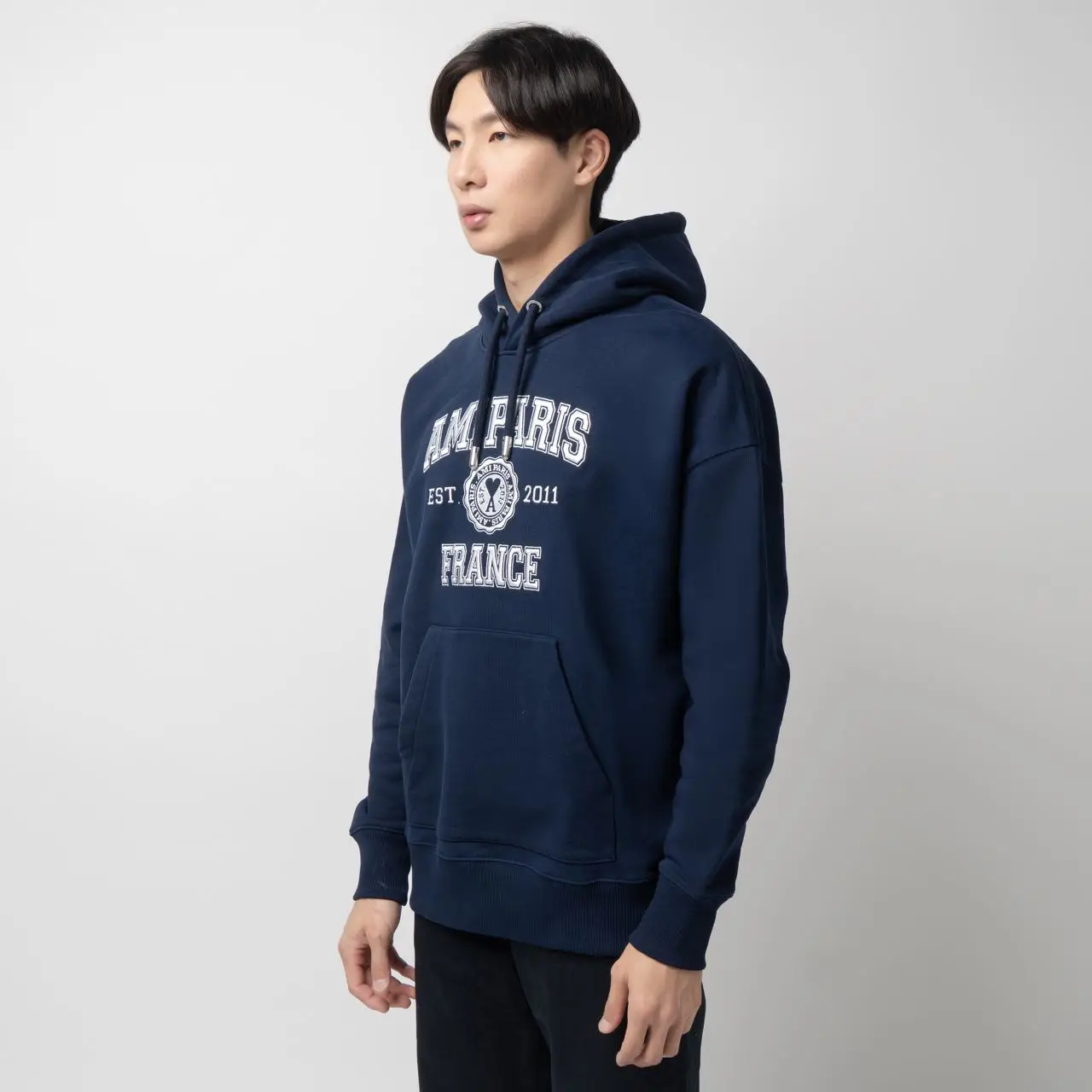 パーカー・フーディ Ami Blue Logo-Print Hoodie AMI PARIS AMI Paris Logo-Print Drawstring Hoodie - Clothing