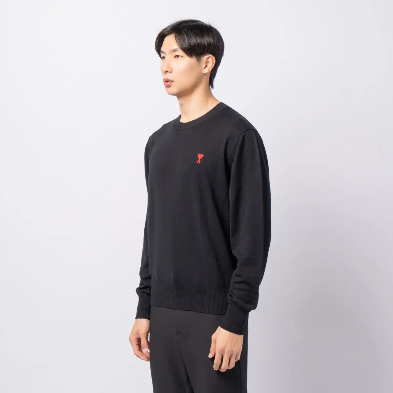 AMI Paris Red Ami de Coeur Merino Wool Sweater Black – voilà.id