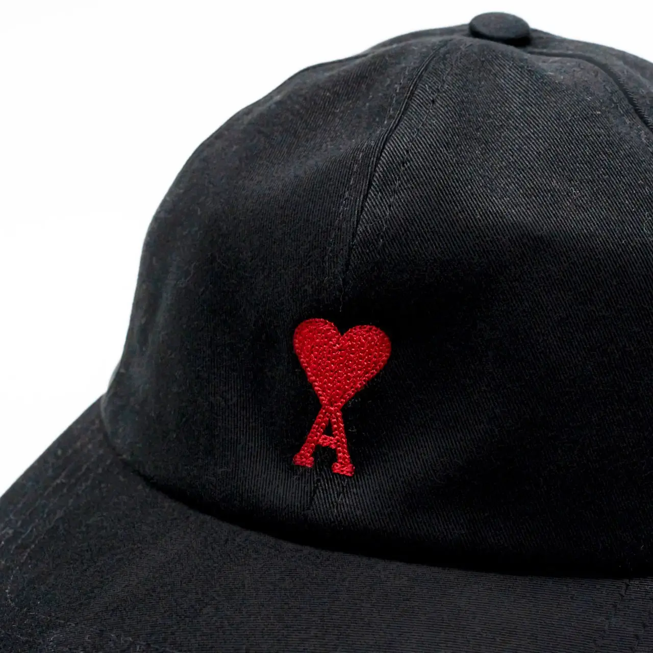 AMI Paris Red Ami De Coeur Cotton Gabardine Embroidered Cap