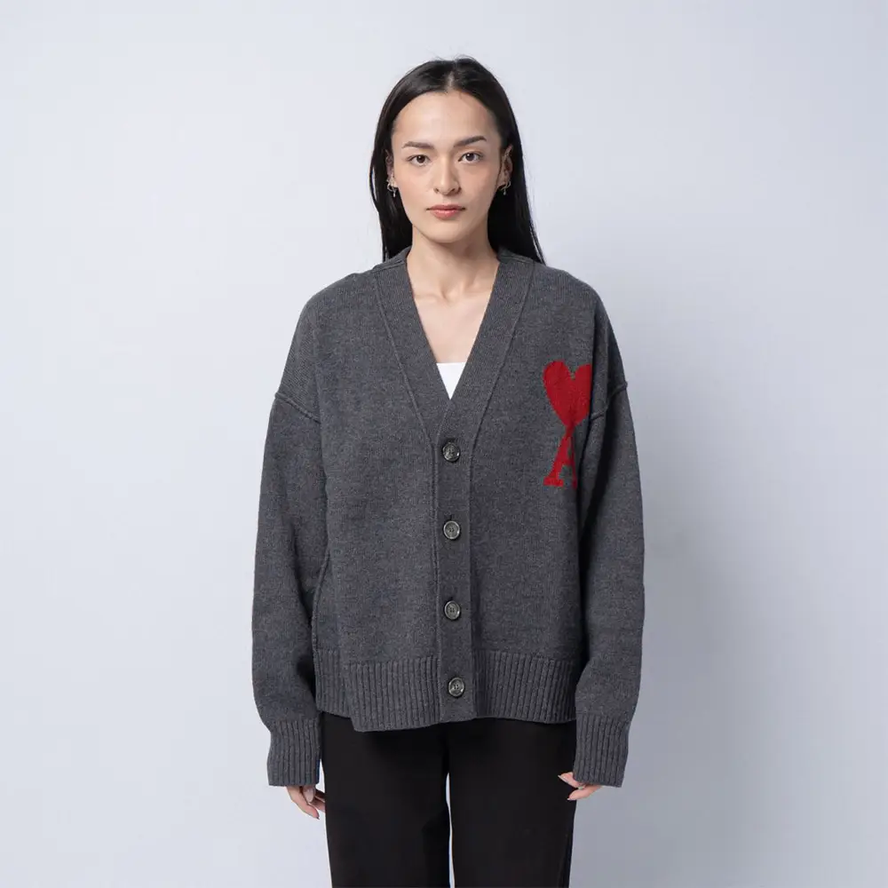 AMI PARIS Ami de Coeur カーディガン UKC025 AMI Paris Ami De Coeur カーディガン | グレー | FARFETCH JP
