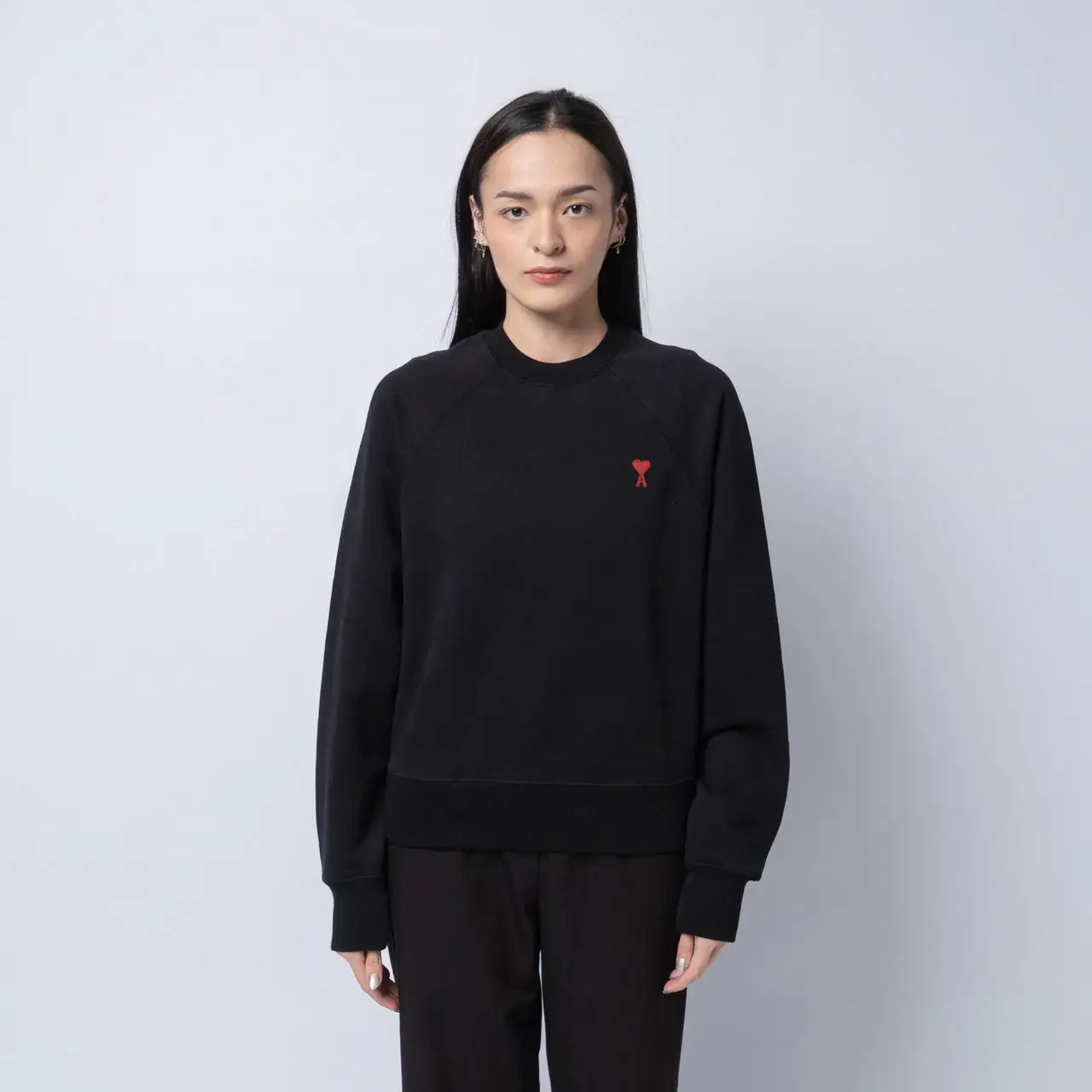 AMI Paris Red Ami De Coeur Heavy Loopback Boxy Fit