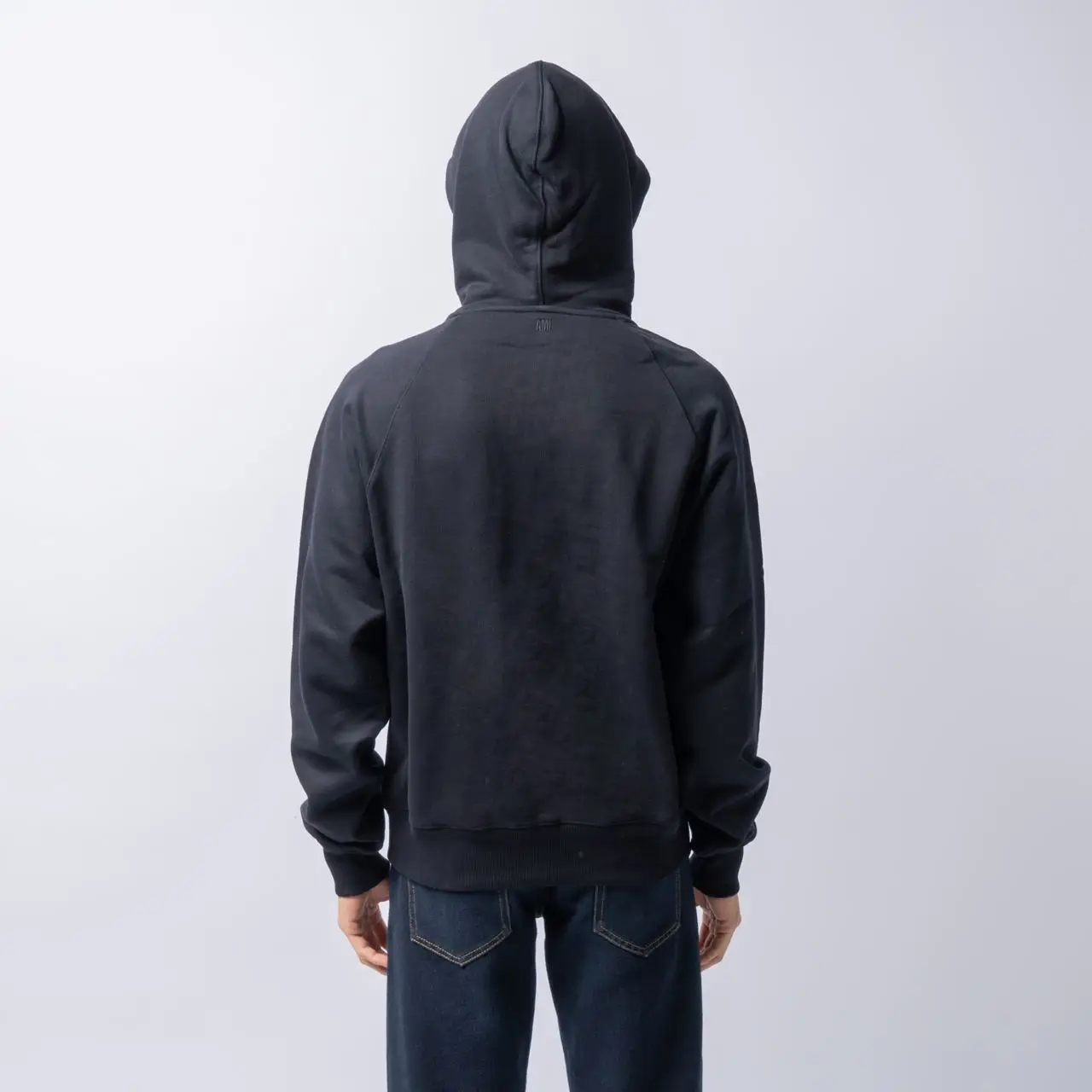 AMI Paris Red Ami De Coeur Mini Logo Zipped Hoodie Black