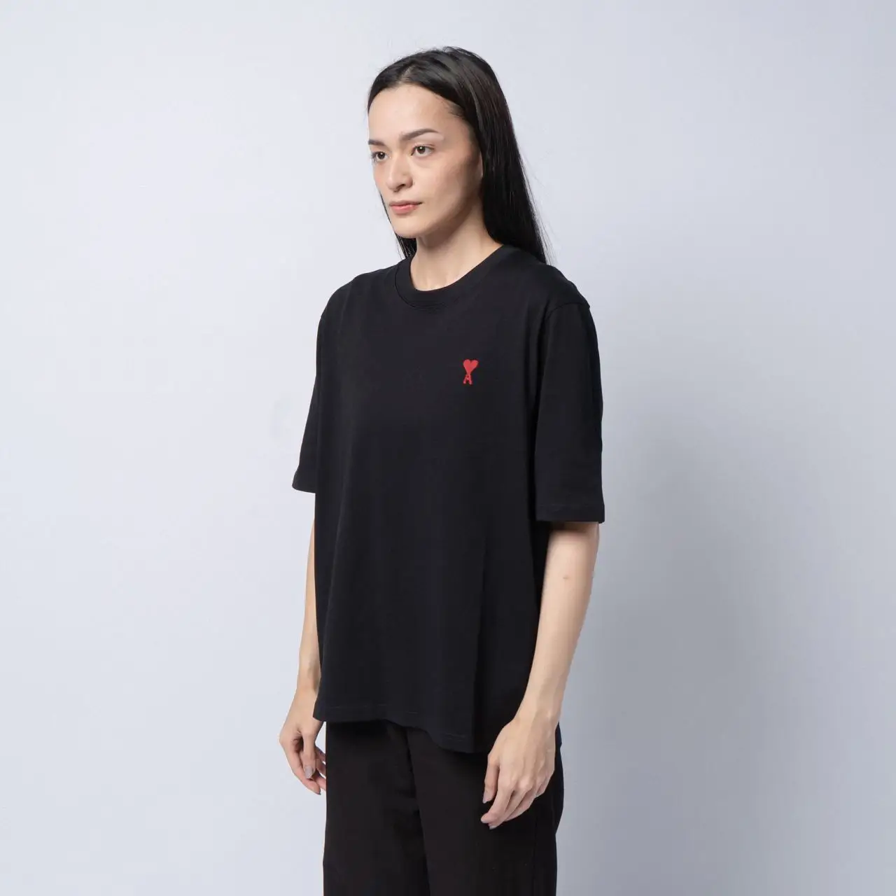 ★AMI PARIS★ Red Heart Logo T-Shirt Black BFUTS235724001 BF Black Red Ami De Coeur T-Shirt | AMI PARIS
