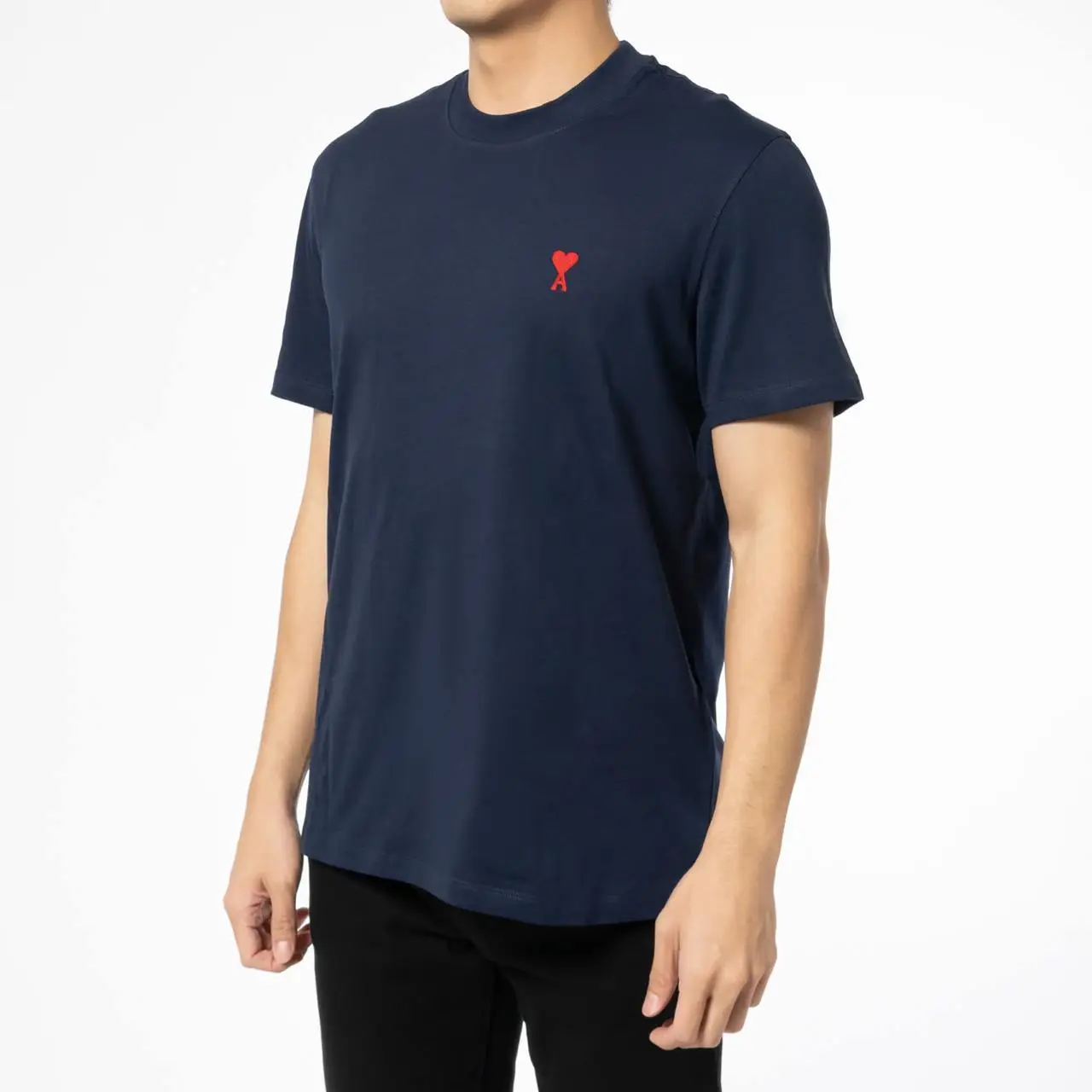 Tシャツ・カットソー AMI PARIS Red Heart Logo T-Shirt Night Blue BFUTS235724430 B Night Blue Red Ami De Coeur T-Shirt | AMI PARIS