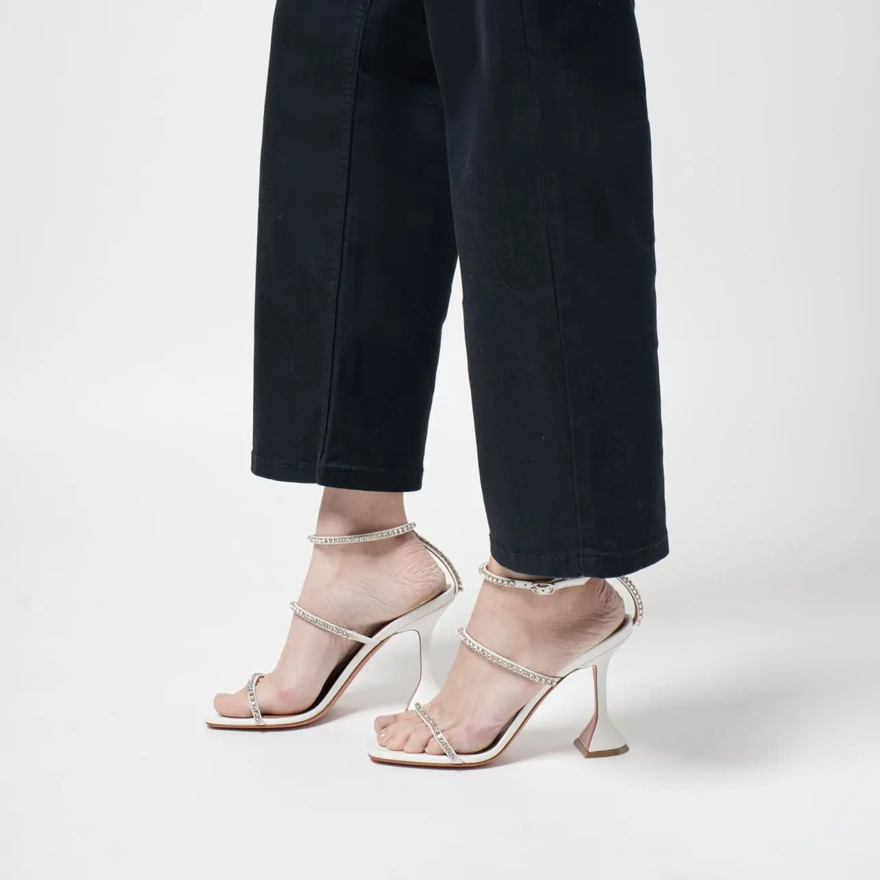 Amina Muaddi Gilda 95 Crystal Strap Nappa Slingback Heels