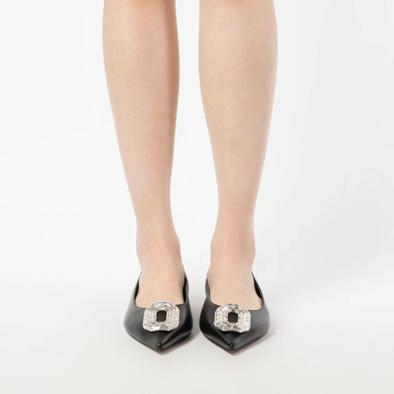 フラットシューズ AMINA MUADDI Woman Ballet flats Black CAMELIAFLAT NAPPABLACK Amina Muaddi Camelia Flat Black Silk Satin Ballet Flats
