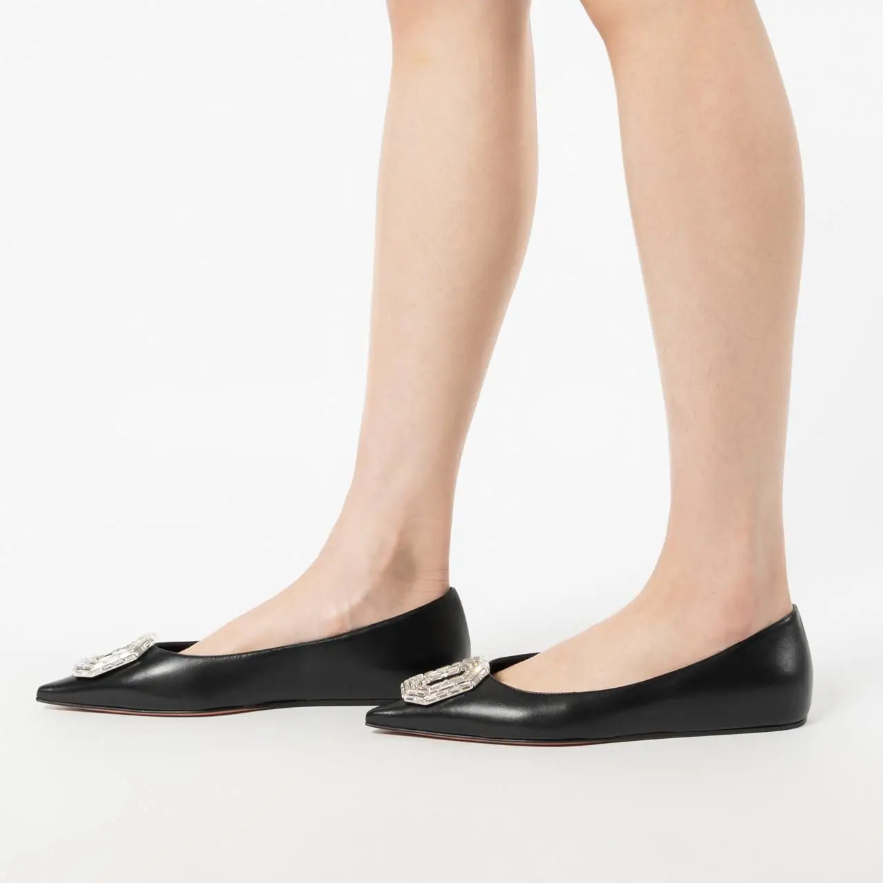 フラットシューズ AMINA MUADDI Woman Ballet flats Black CAMELIAFLAT NAPPABLACK Amina Muaddi Camelia Nappa Flat Shoes Black – voilà.id