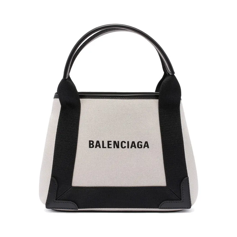ハンドバッグ Balenciaga Balenciaga Cabas Navy Xs Canvas And Smooth Leathe Balenciaga Navy XS Cabas Top Handle Bag | Saks Fifth Avenue