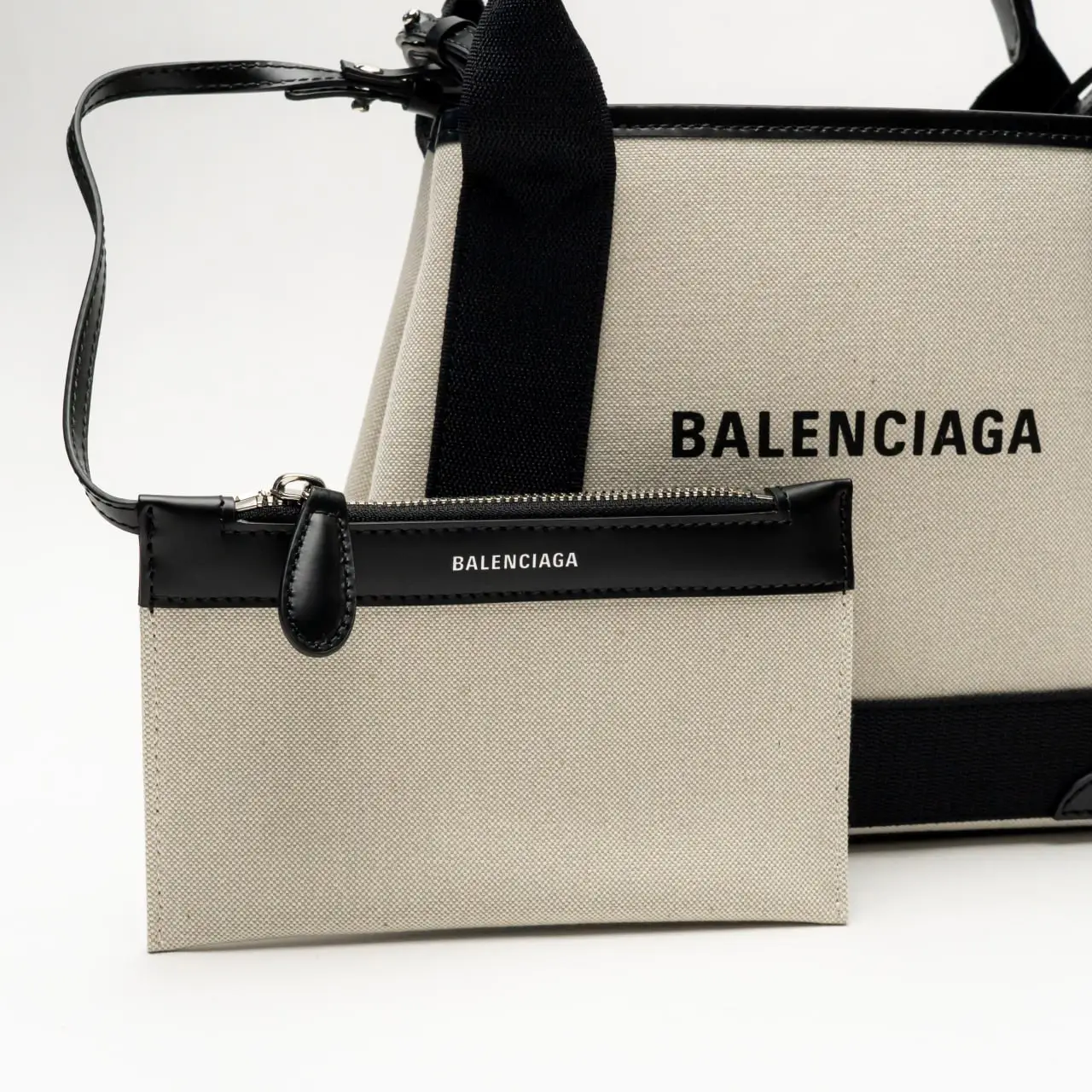Balenciaga Navy Cabas XS Canvas Natural Black – voilà.id