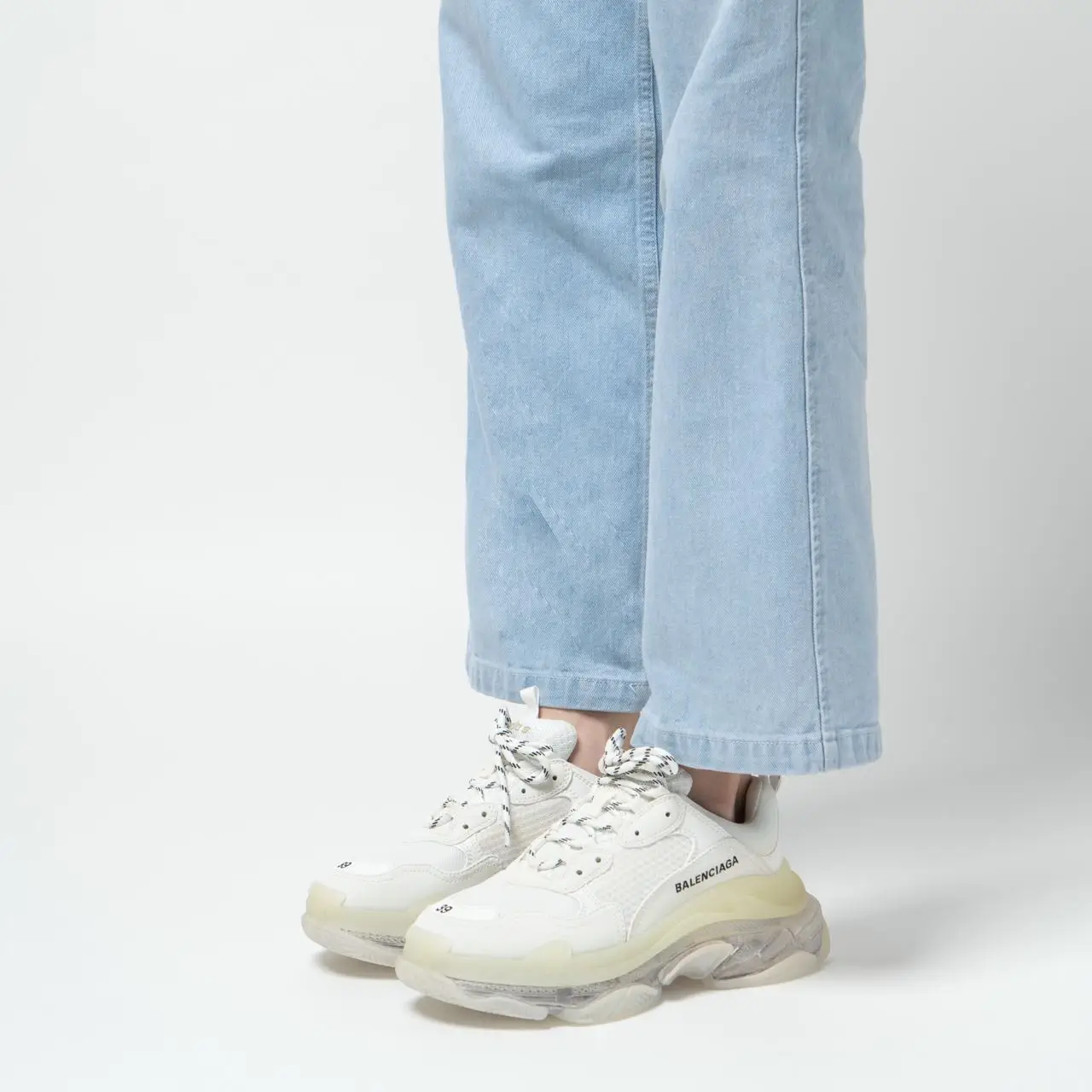 Balenciaga triple s white clear sole womens hotsell