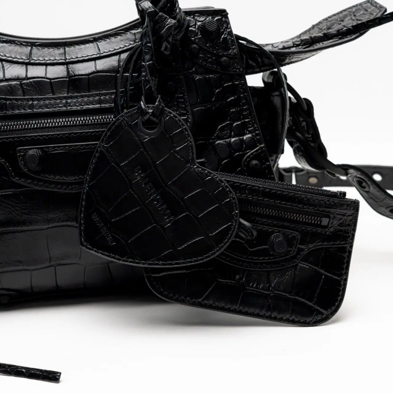 Balenciaga Neo Cagole XS Bag Croco Lambskin Leather Black – voilà.id