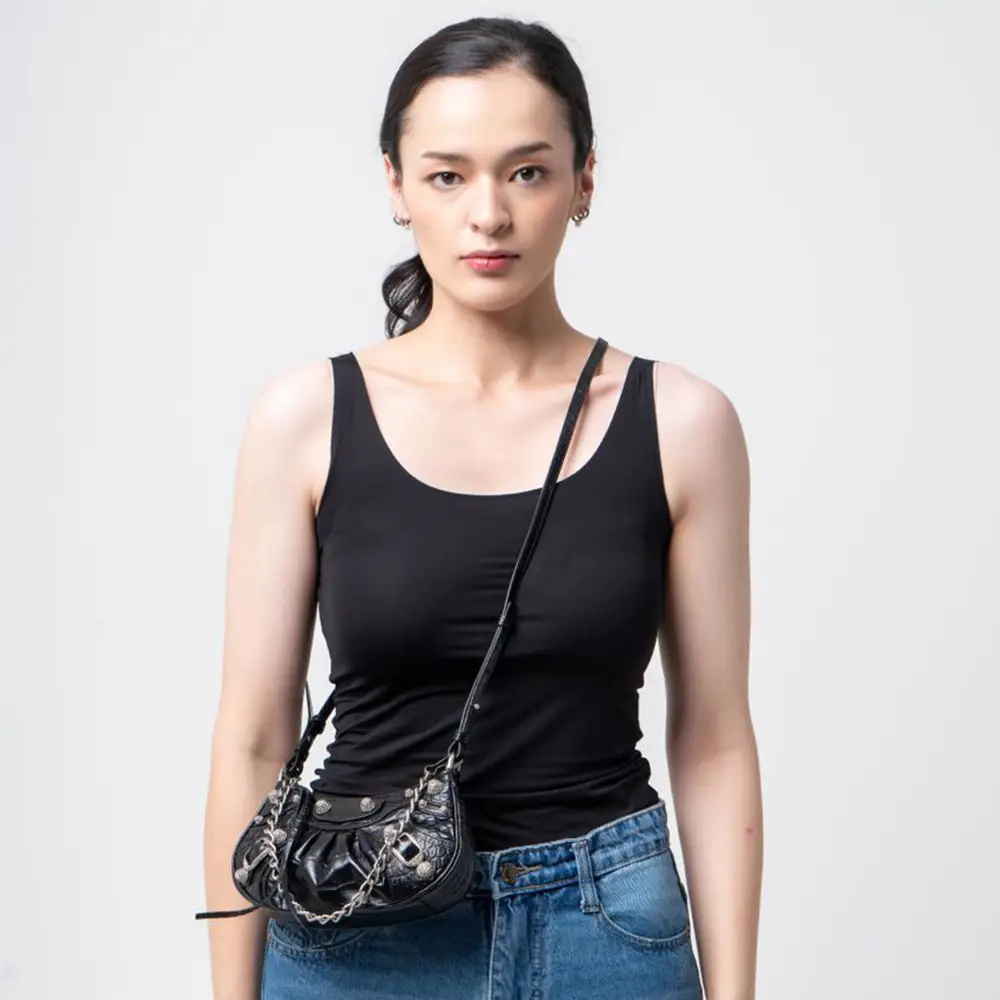 【BALENCIAGA】LE CAGOLE MINI BAG Balenciaga Le Cagole Mini Bag With Chain Crocodile Embossed