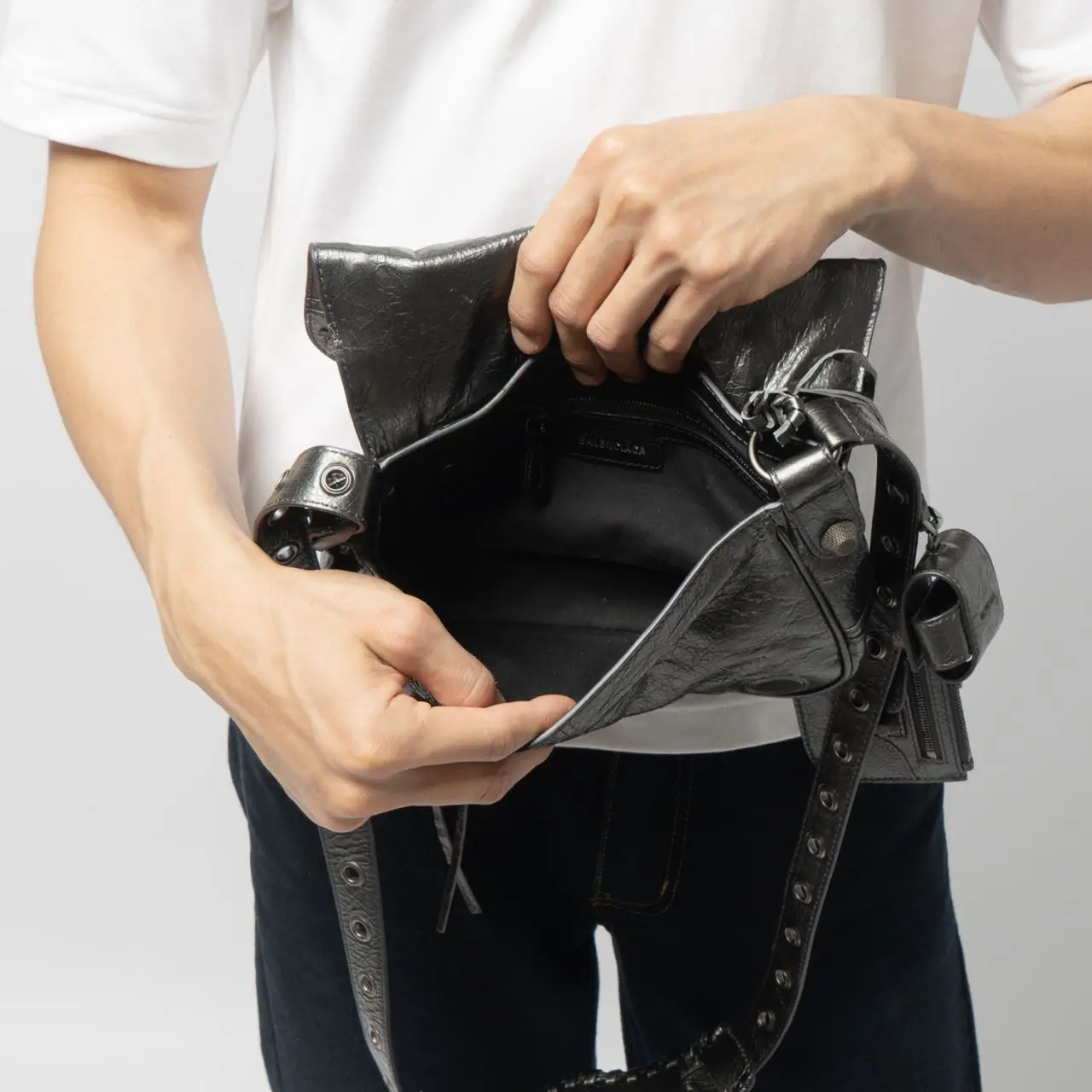 Balenciaga Le Cagole XS Flap Bag Metallized in Metalics Grey Balenciaga Le Cagole XS Flap Bag Metallized in Metalics Grey