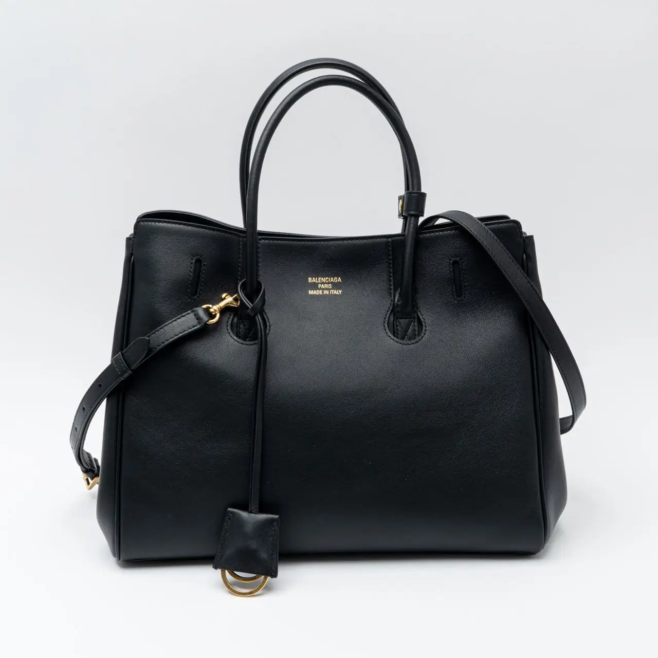 Balenciaga Hampton Small Handbag in Smooth Calfskin Black Ghw
