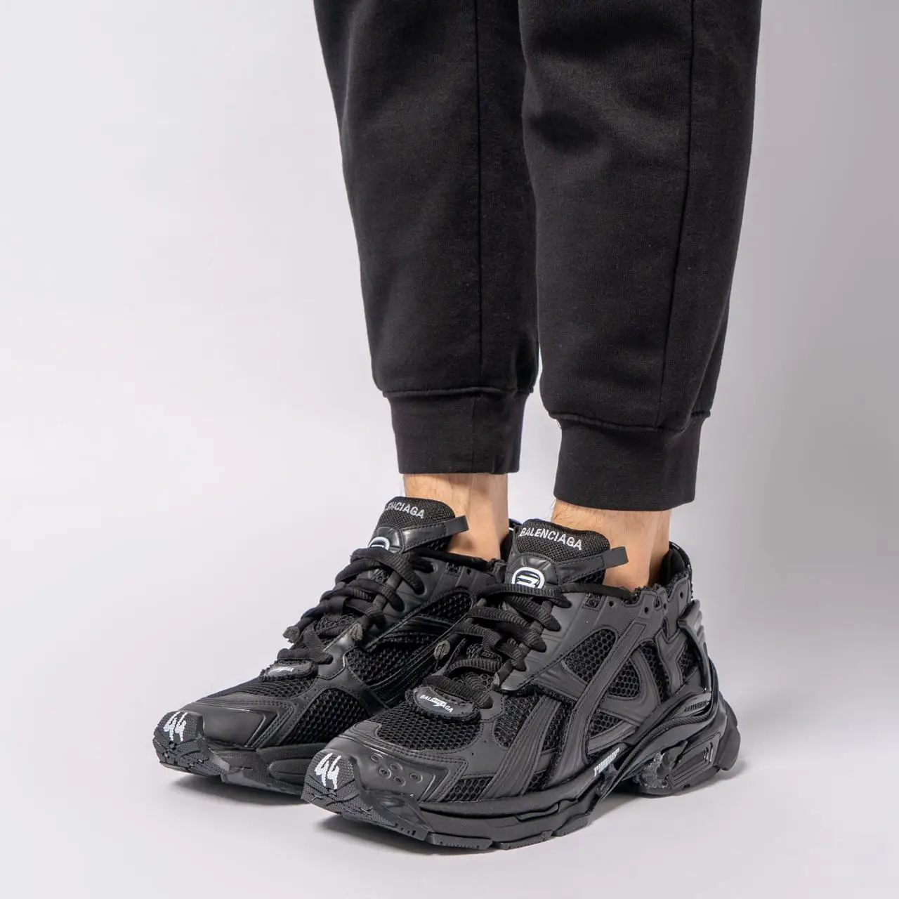 Balenciaga Runner Sneakers Mesh and Nylon Matte Black – voilà.id