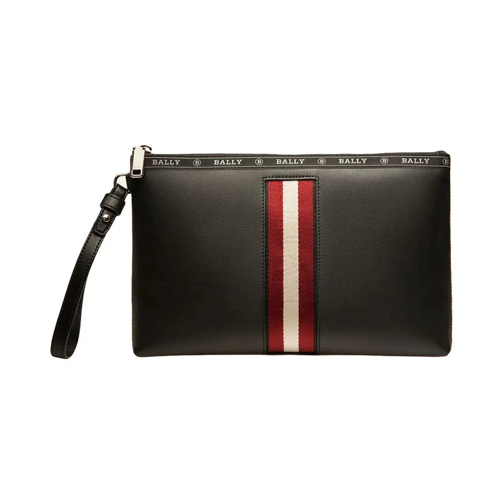 Bally Hartland Leather Clutch Black Red – voilà.id