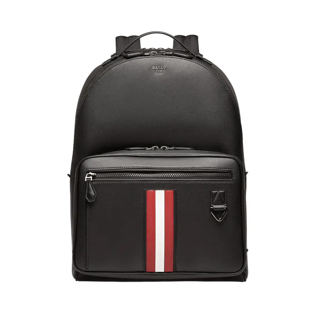 Bally Mavrick Recycled Leather Backpack Black Red – voilà.id