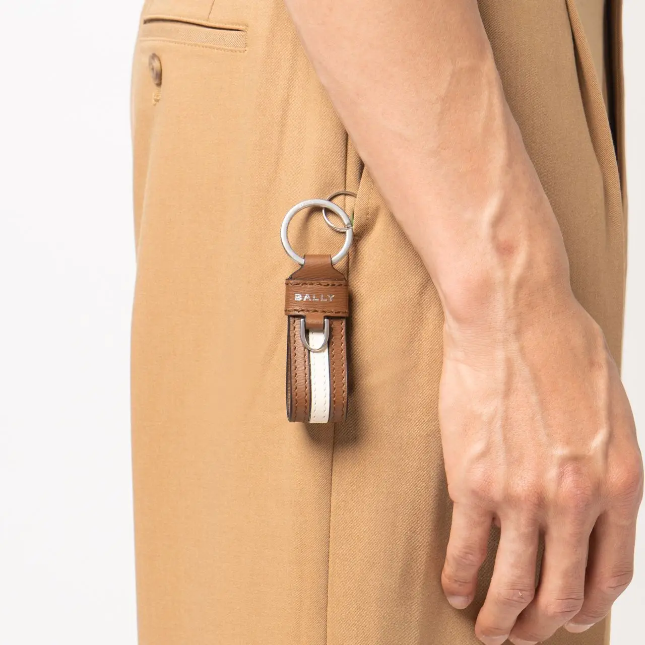 Bally Ribbon Leather Keychain Brown – voilà.id