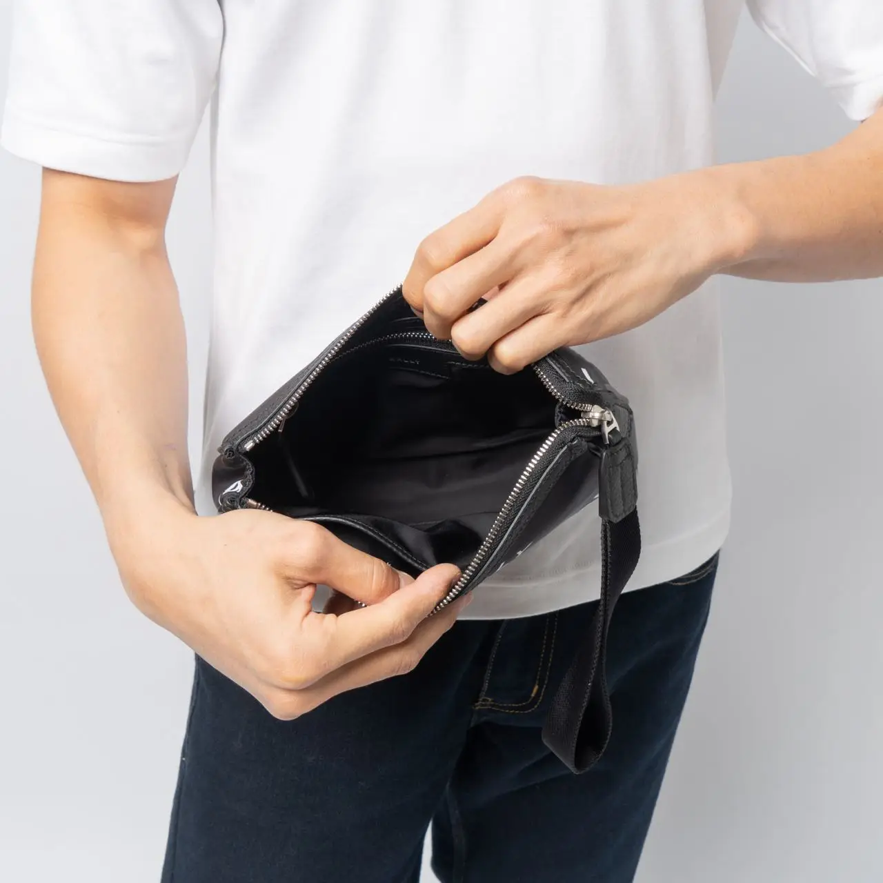 Bally Code Logo Nylon Clutch Bag Black – voilà.id