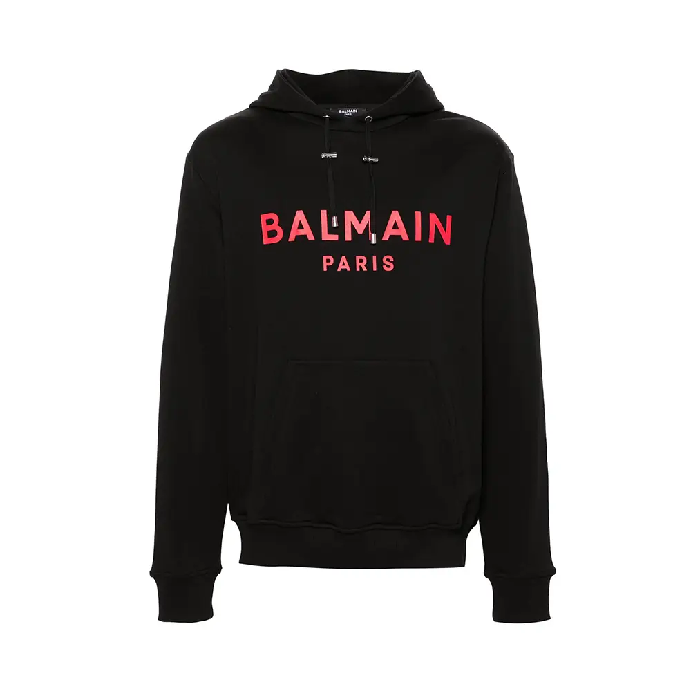 Balmain Logo Print Hoodie Black Rouge Men – voilà.id