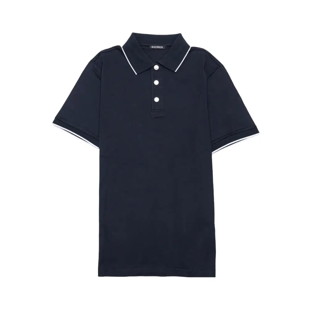 Tシャツ・カットソー BALMAIN SS24 POLO WITH LOGO PATCH (BH1GB065_KE936AE) Monogrammed polo shirt - Men | BALMAIN