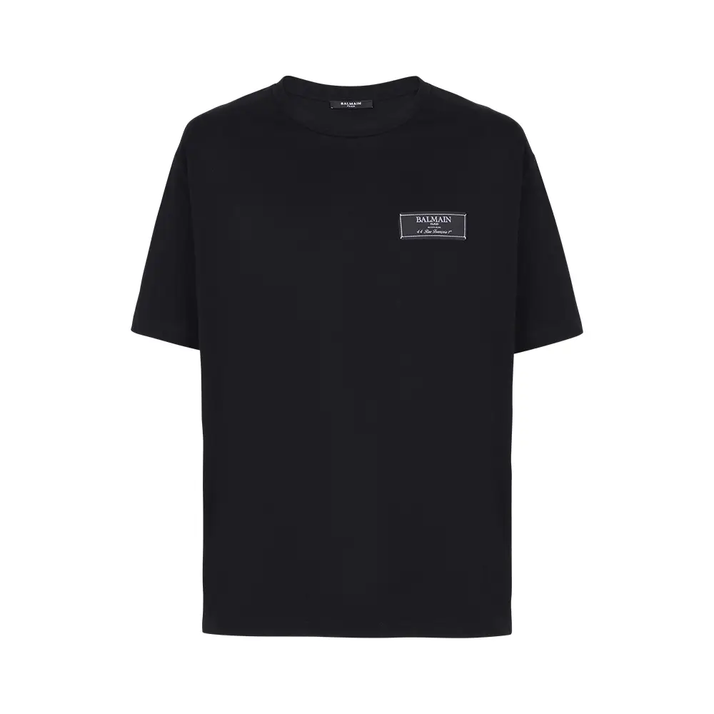 Balmain Women's Short Sleeve 3 Button Printed Balmain T