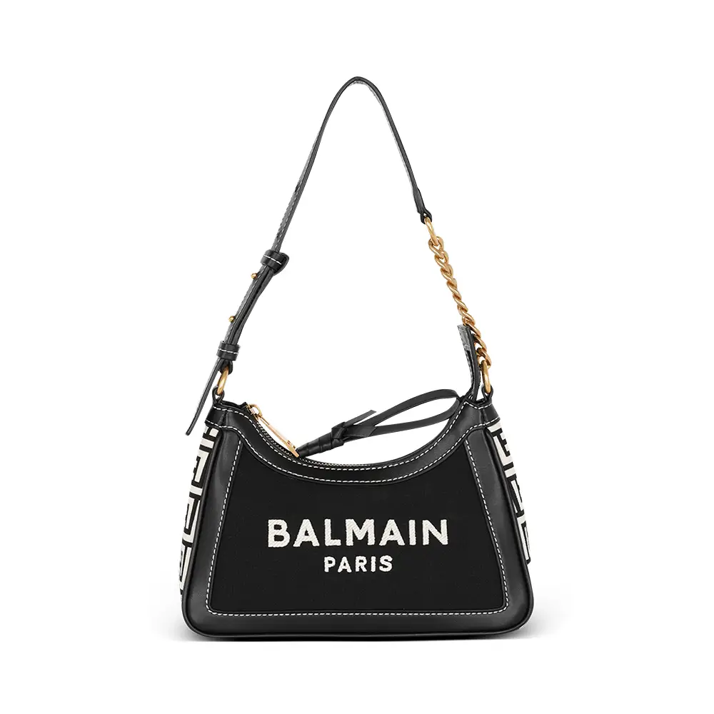 【送料&関税込】Balmain B-army Ii - Leather Black / Black Rh Balmain B Army Medium Shopper Tote Bag in Monogram Jacquard