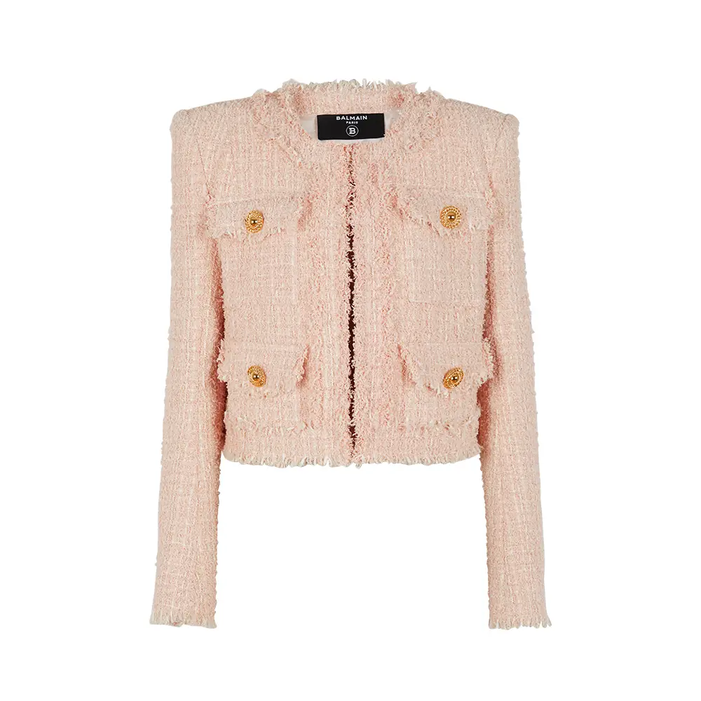 ジャケット BALMAIN FW25 Pink tweed blazer (FF1SM508XL01 4CU) Women's Designer Jackets and Blazers | BALMAIN
