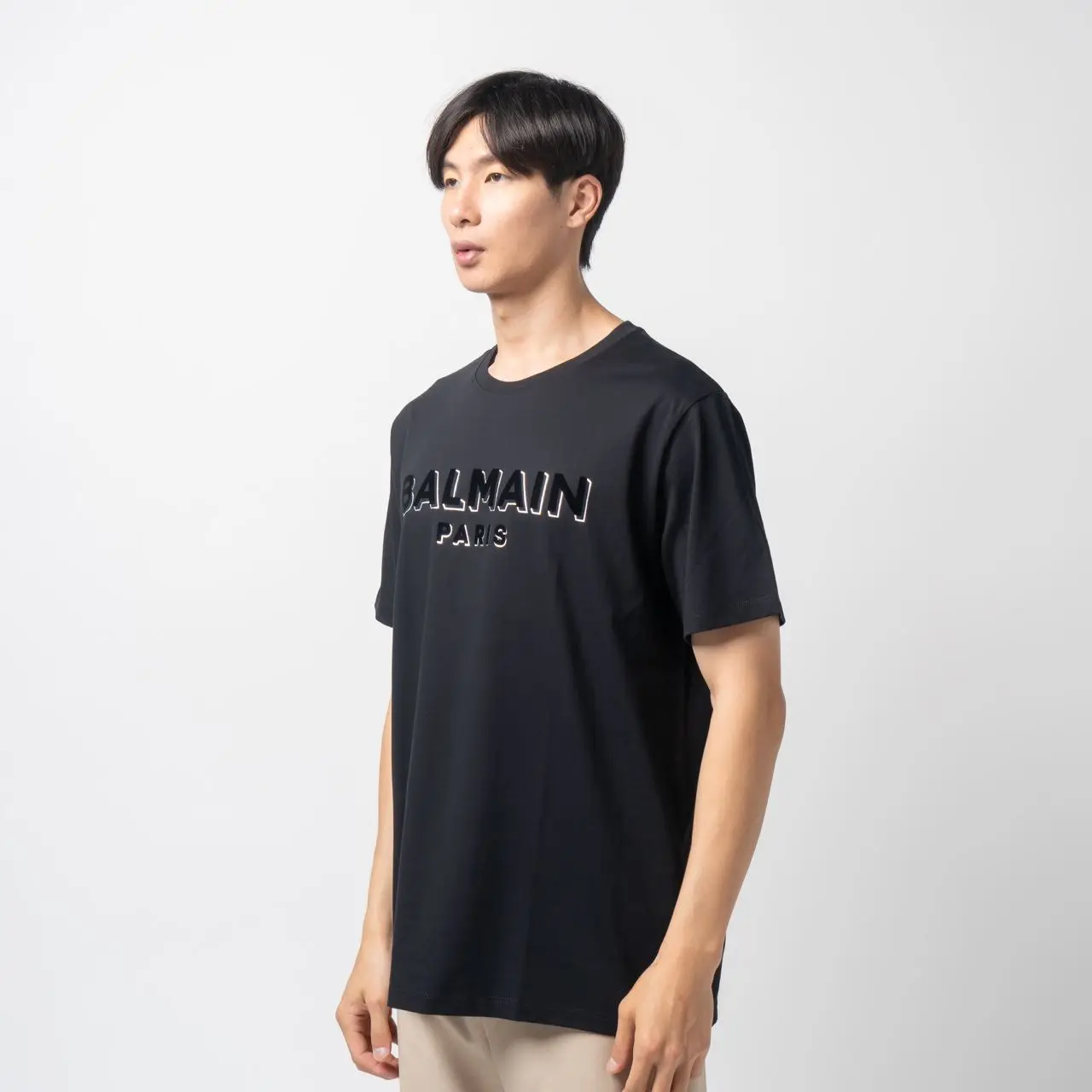 Balmain Flocked Letter Logo T-Shirt (Black/Red) – CNCPTS