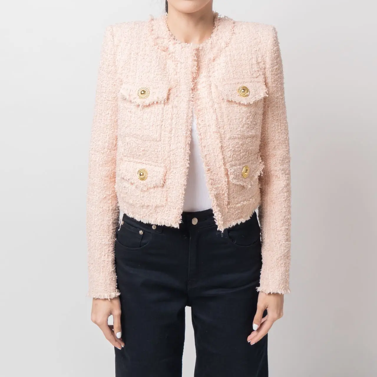 Balmain Tweed Jacket Pink – voilà.id