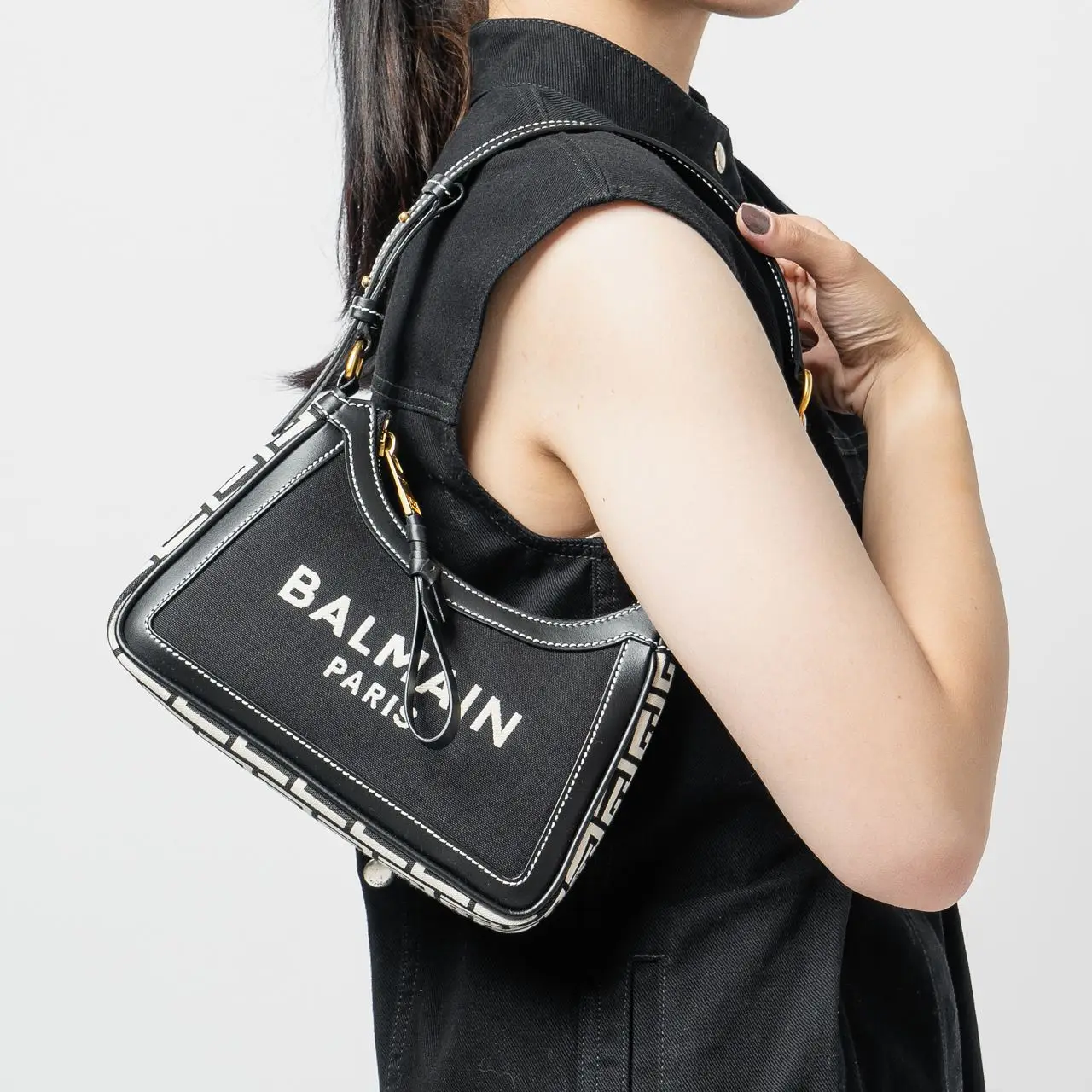 Balmain B-Army Monogrammed Canvas and Smooth Leather