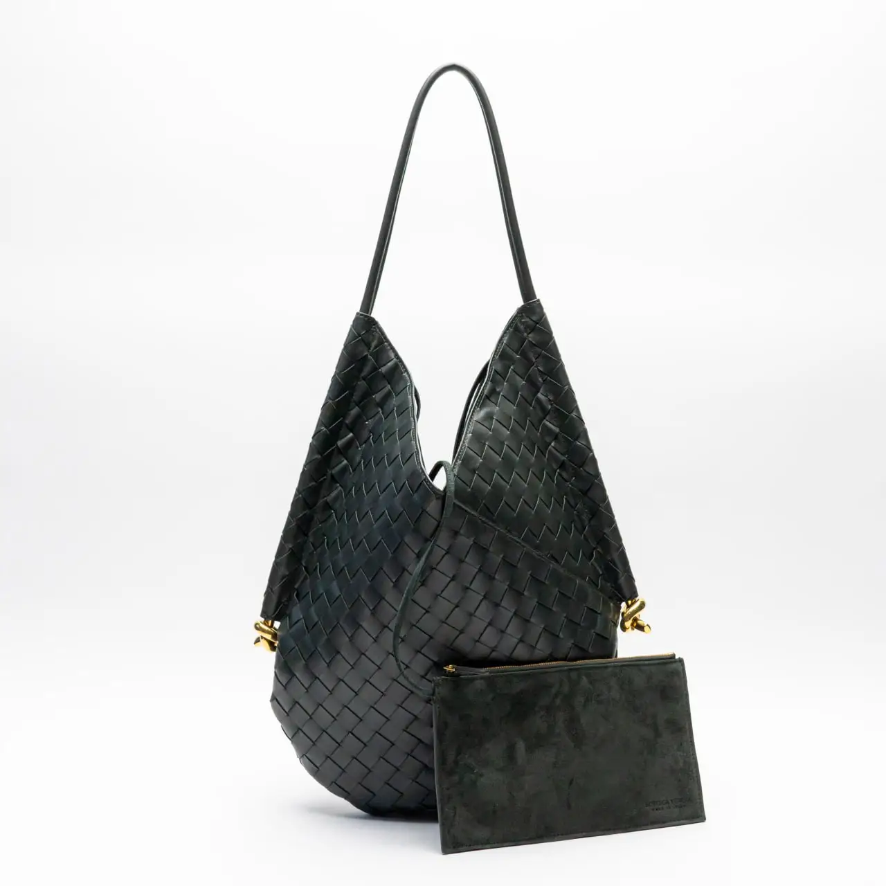 Bottega Veneta Medium Solstice Shoulder Bag Dark Green Ghw