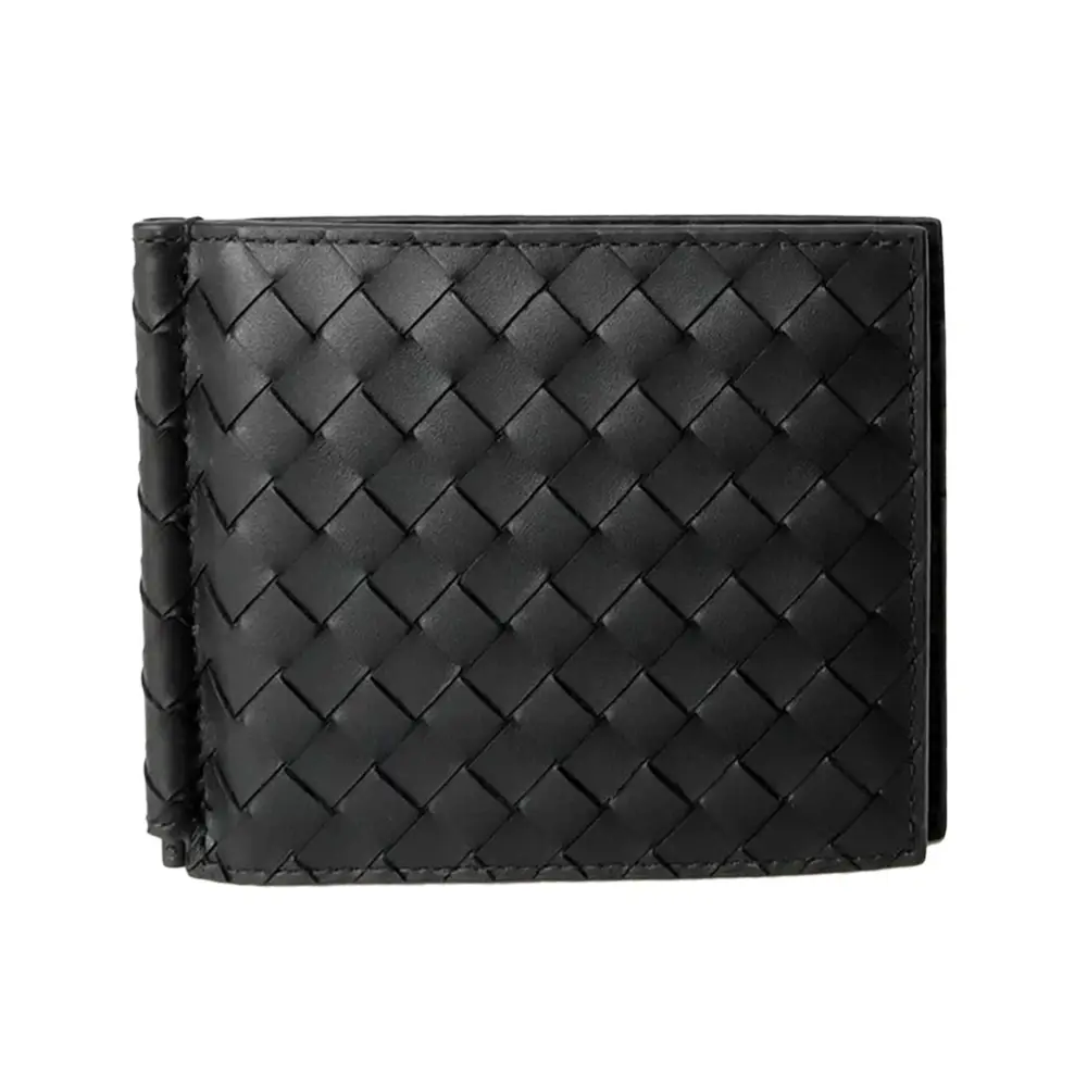Bottega Veneta Intrecciato Money Clip Bi-fold Wallet Espresso