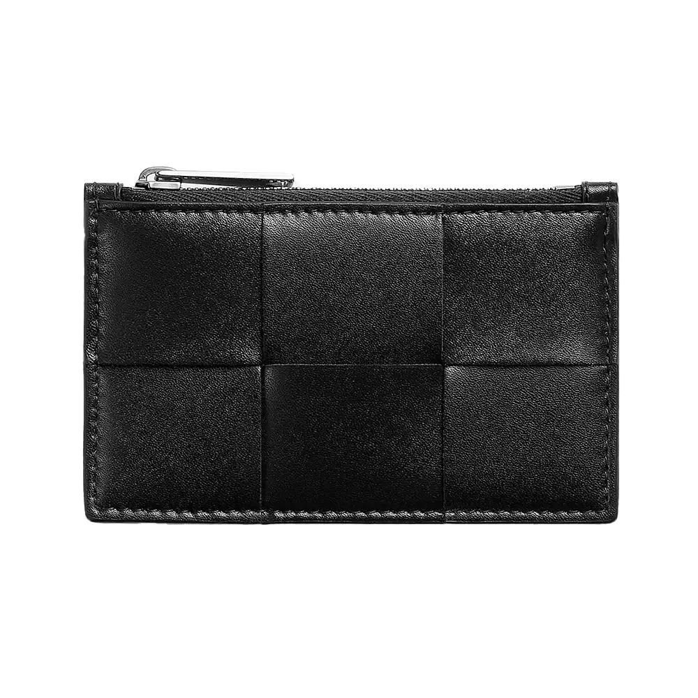 Bottega Veneta Zippered Leather Card Case Black – voilà.id