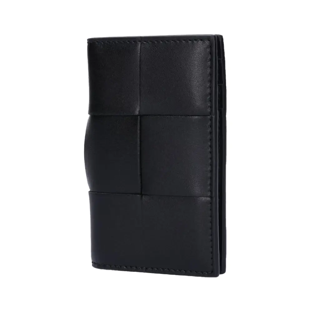 【BOTTEGA VENETA】Intrecciato Flap Card Holder Black Bottega Veneta® Men's Intrecciato Flap Card Case in Black