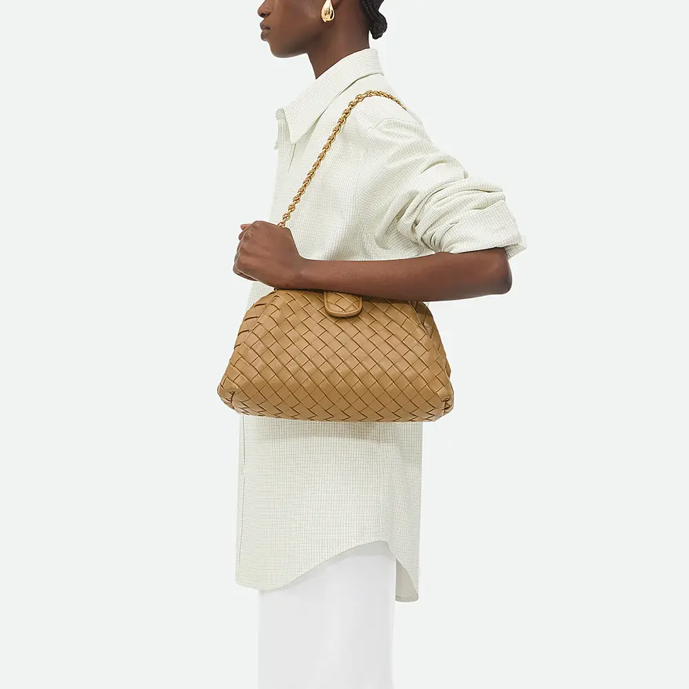 Bottega Veneta Teen Lauren 1980 with Chain Dark Praline