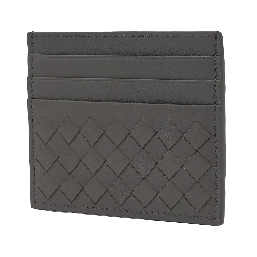 Bottega Veneta Intrecciato Credit Card Case Dark Grey – voilà.id