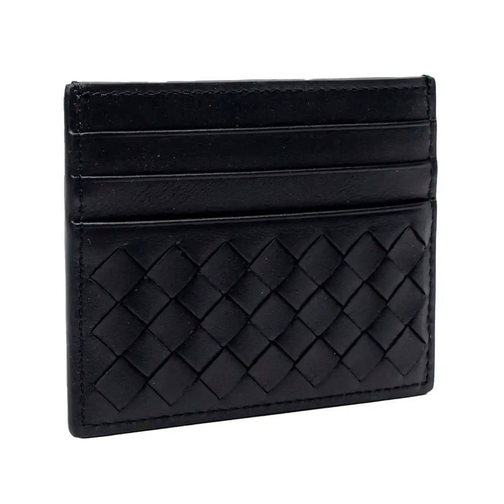 ★BOTTEGA VENETA★ Intrecciato Card Holder Midnight Blue 607 BOTTEGA VENETA | Intrecciato Leather Zip Pocket Cardholder
