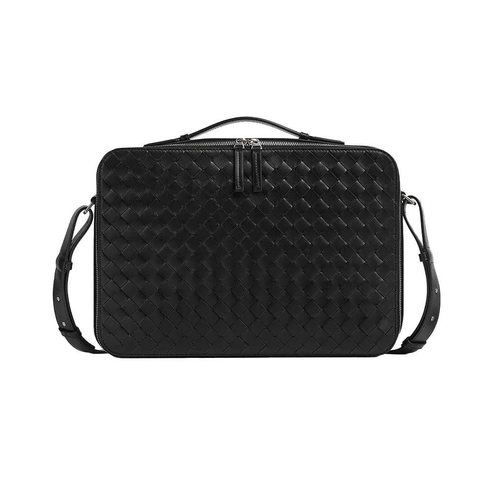 Bottega Veneta Getaway Slim Intrecciato Briefcase Black – voilà.id