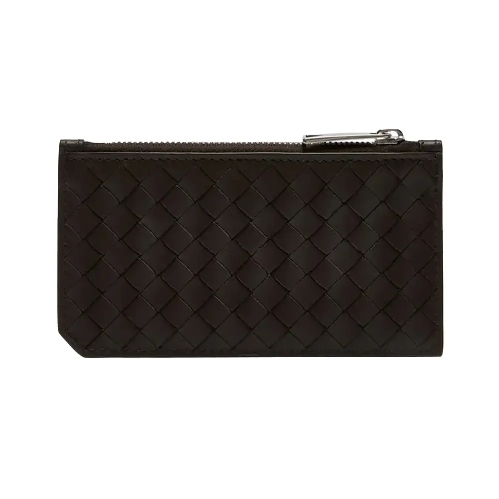 Bottega Veneta Intrecciato Piccolo Zipped Card Case Black