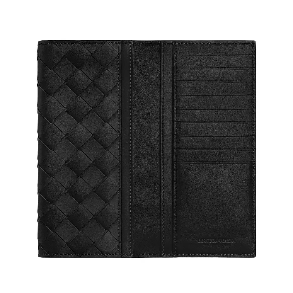 Bottega Veneta Intrecciato Long Leather Wallet Black – voilà.id