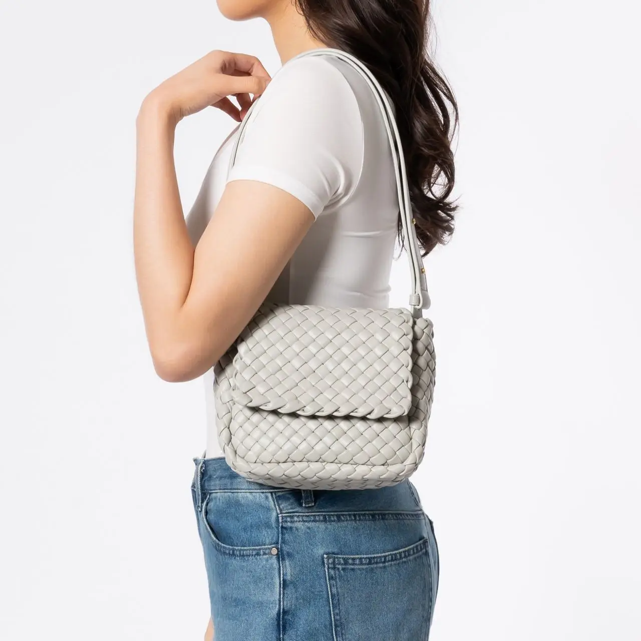 Bottega Veneta Mini Cobble Shoulder Bag Agate Grey – voilà.id