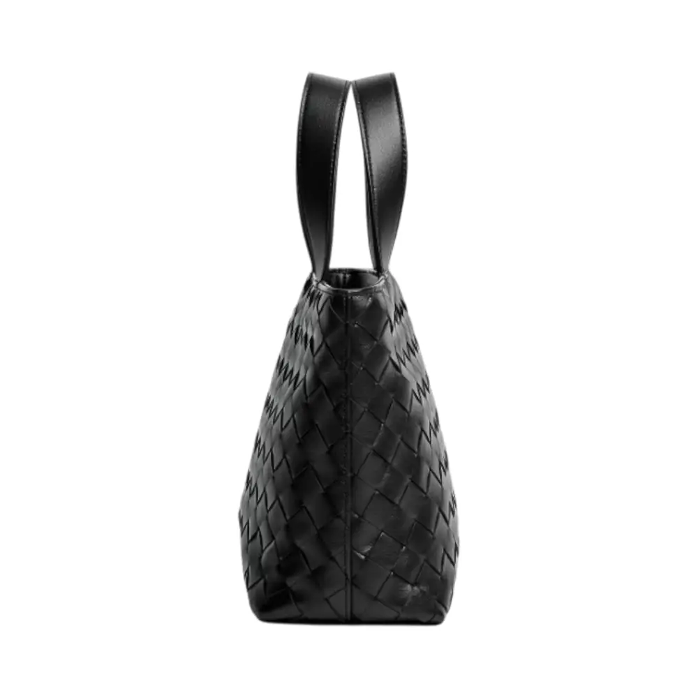 Bottega Veneta Mini Intrecciato Zipped Tote Bag Black – voilà.id