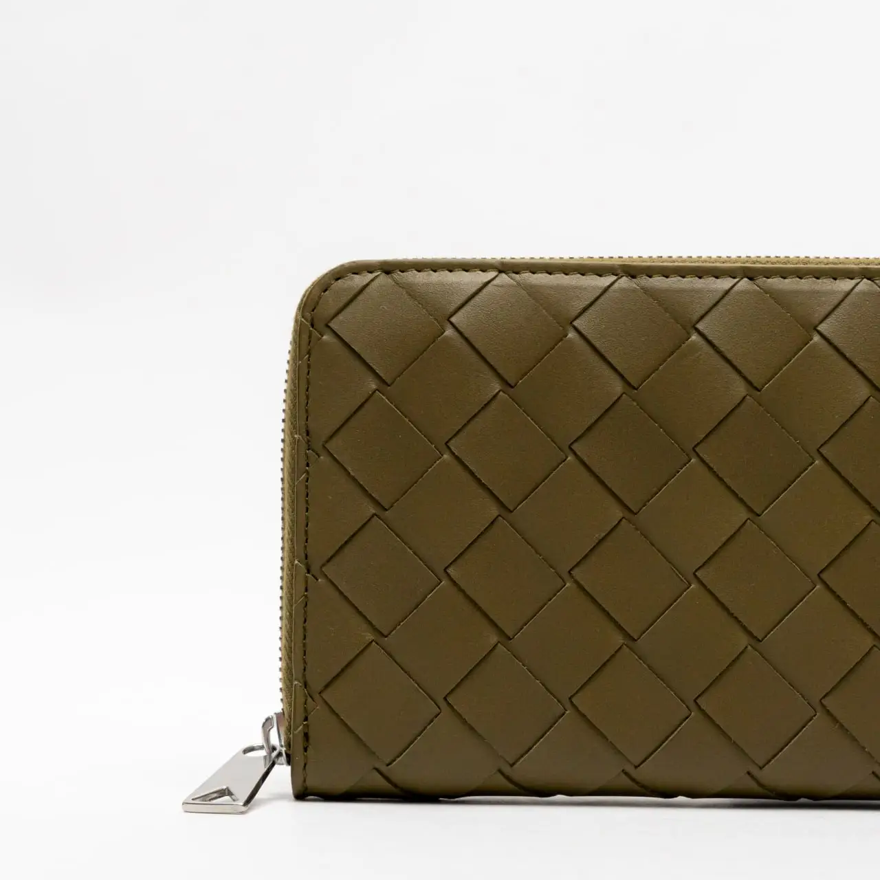 Bottega Veneta Intrecciato Zip Around Calfskin Leather