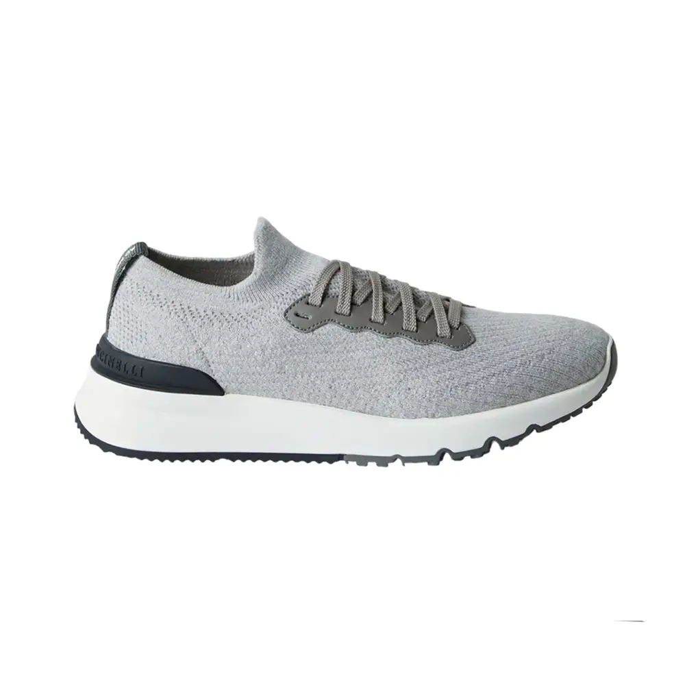 BRUNELLO CUCINELLI スリッフオン アンクルフツ MZOLG2745P C101 Brunello Cucinelli - Grey suede slip-ons with logo emblem