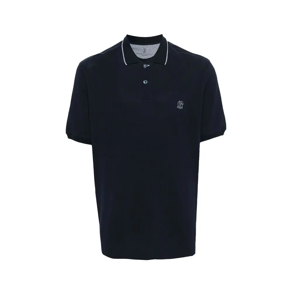 Zegna Stretch Cotton Polo Shirt Navy Blue – voilà.id