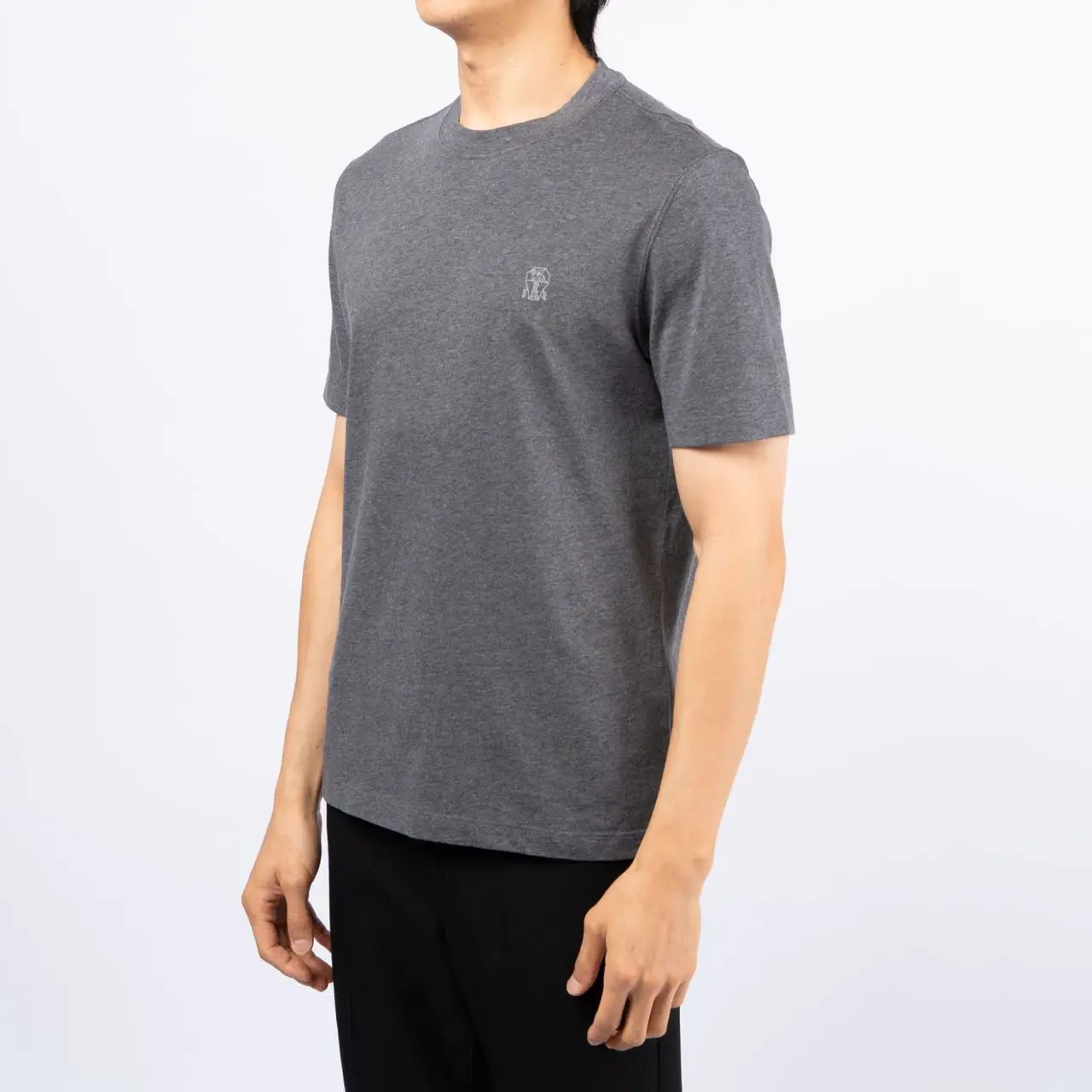 Tシャツ・カットソー BRUNELLO CUCINELLI Men T Shirts MW8357427CAG22 Gray Brunello Cucinelli Logo Faux Layering Cotton Jersey Crew