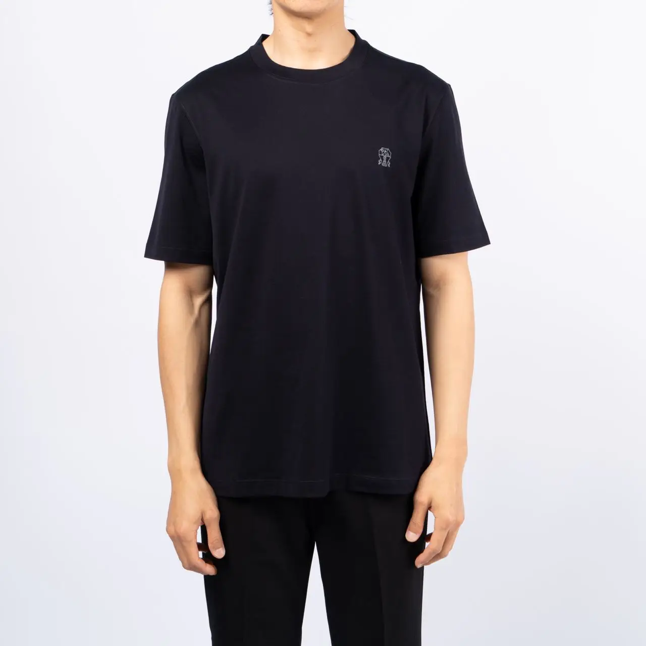 【関税&送料込】Brunello Cucinelli Black Crew-Neck T-Shirt W Brunello Cucinelli Printed Logo Cotton Jersey Crew Neck T