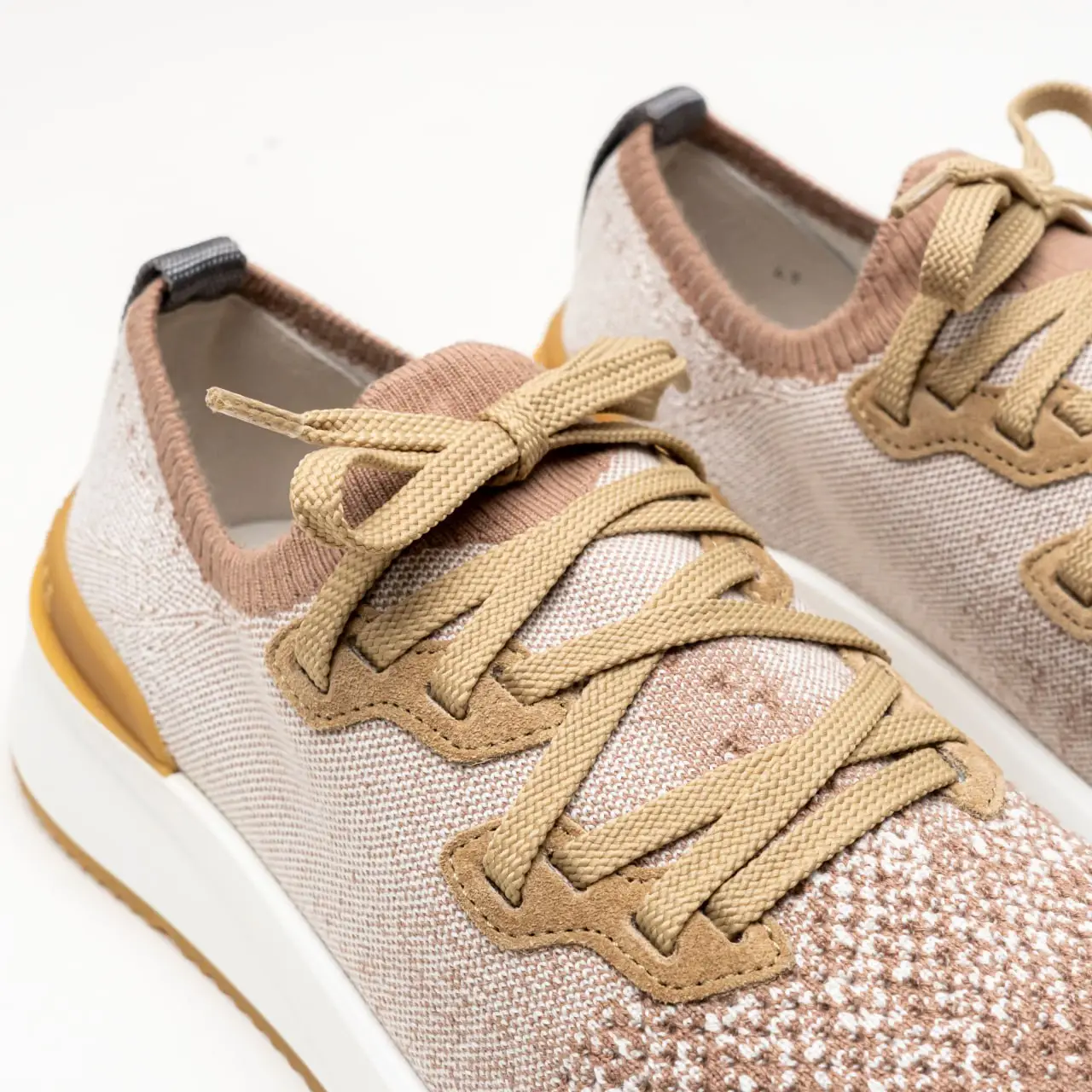 Brunello Cucinelli Chiné Knit Cotton Running Shoes Beige