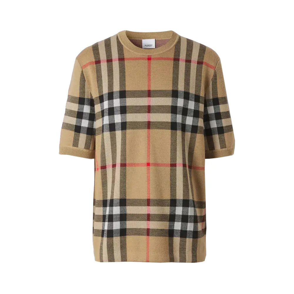 ⭐︎BURBERRY ⭐︎ベージュ ウールコート 130A Burberry Check Silk Wool Jacquard Short-Sleeve Top Archive